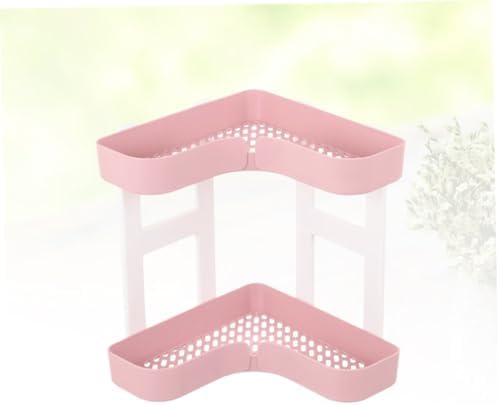 Pink Plastic Bathroom Shelf Organizer with 2 Tiers