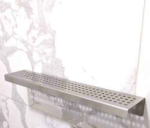 SereneDrains 12 Inch Brushed Nickel Shower Shelf