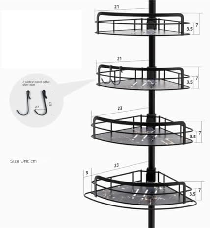 Adjustable Corner Shower Caddy with 4 Tiers and Towel Bar