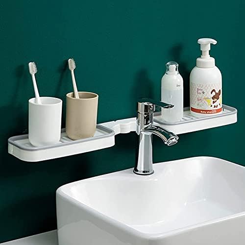 Bathroom Corner Storage Rack with Suction Cup 180 Degree Rotatable Punch-Free Installation