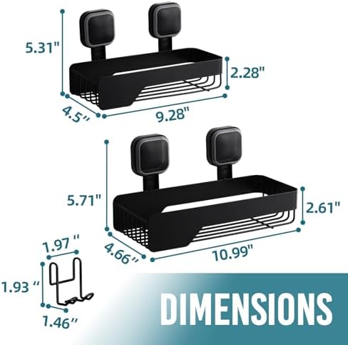 TAILI Shower Caddy 2 Pack Black Wall Mounted