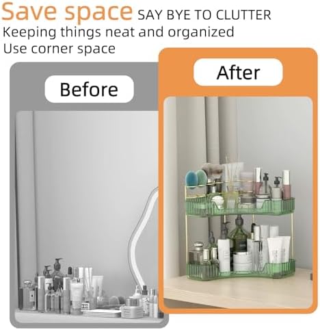 2 Tier Corner Bathroom Organizer with Brush Holder
