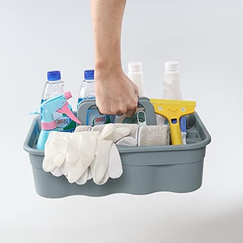6-Pack Plastic Storage Caddy with Handle Gray