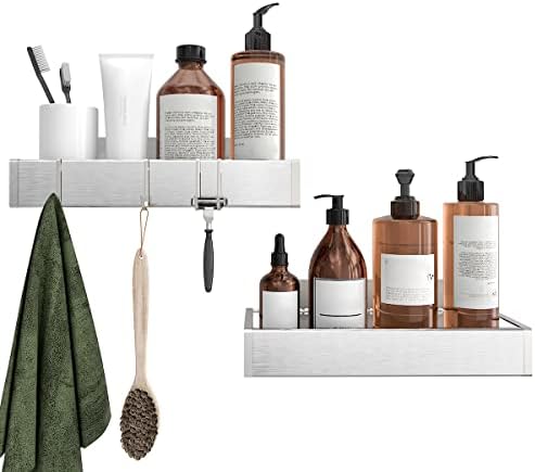 2-Pack Stainless Steel Shower Caddy Organizer with Hooks