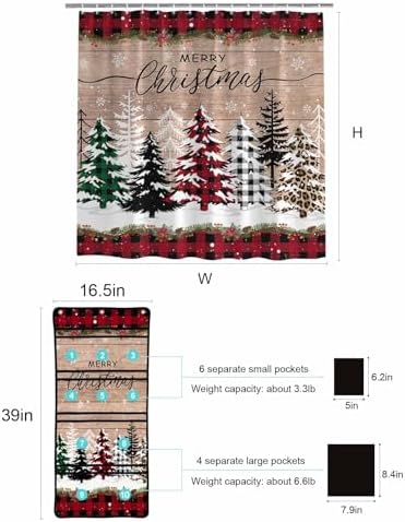 ZFUNCING Shower Curtain Organizer Set with Hooks and Storage Pockets