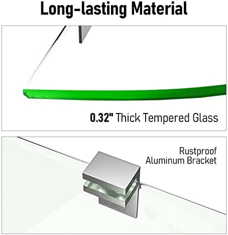 2-Pack Glass Corner Shower Shelves Drill Free Installation
