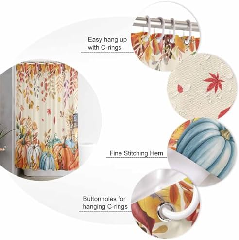 Orange Fall 4 Pc Shower Curtain Set with Non-Slip Rugs