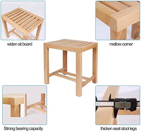 Solid Wood Spa Bench Seat Stool Foot Rest Storage Shelf