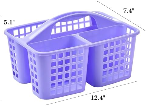 Portable Shower Caddy Basket with Compartments and Handle - Purple