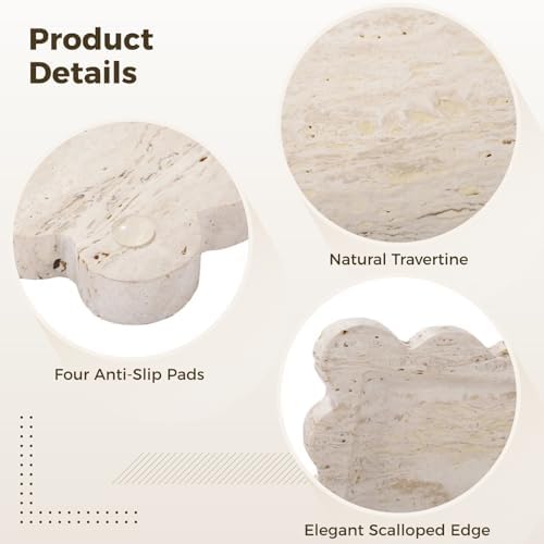 Natural Travertine Rectangle Vanity Tray 12x8in