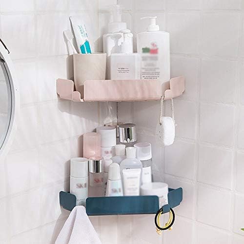 Pink Corner Shelves Shampoo Holder Space Saving Wall Organizer