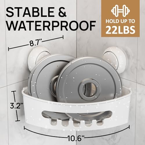 LEVERLOC Corner Shower Caddy 2 Pack Suction Cup Organizer