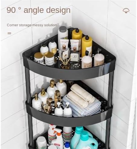 4 Tier Corner Shelf Stand with Wheels Black