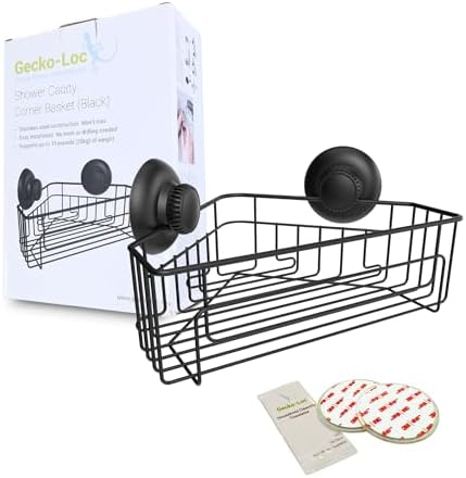 Gecko-Loc Corner Shower Caddy Organizer - Black