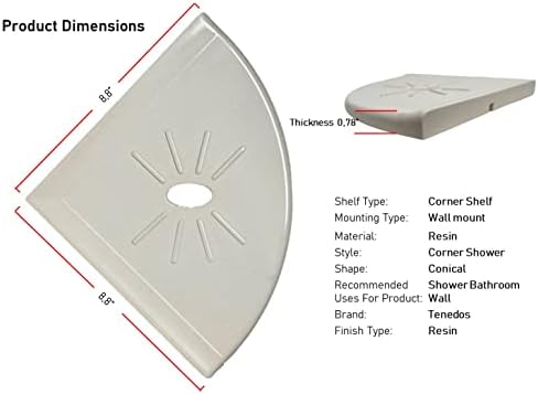 Tenedos Resin Corner Shower Shelf 8 Inch Cream