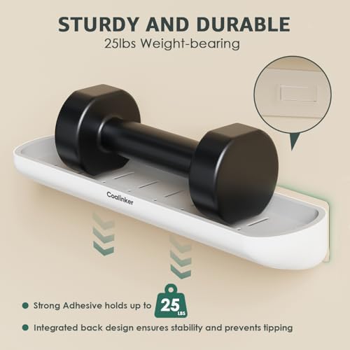 Modern Shower Shelf with Towel Bar - No Drilling