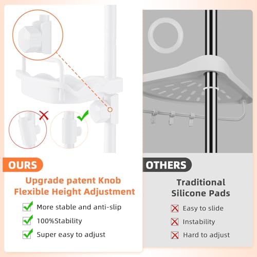 XLHOMO 32-122 Inch Corner Shower Caddy with 4 Tier Shelves