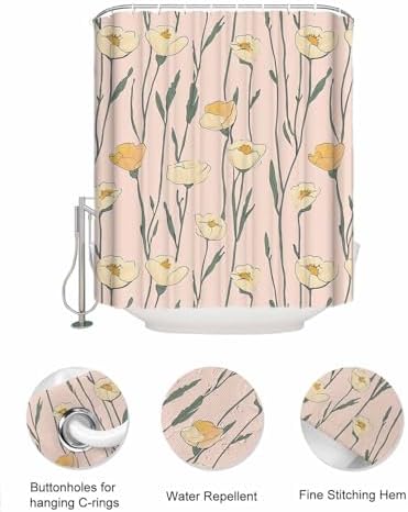 ZFUNCING Shower Curtain with Mesh Organizer and 10 Pockets 1