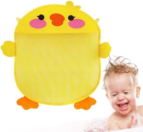 Bath Toy Organizer with Large Capacity and Sticky Hooks