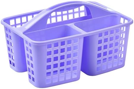 Portable Shower Caddy Basket with Compartments and Handle - Purple