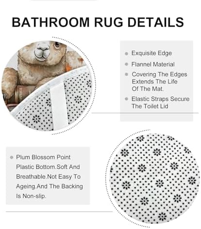 DESIHOM 4PCS Fall Alpaca Llama Shower Curtain Set with Non-Slip Rug and Toilet Lid Cover Mat