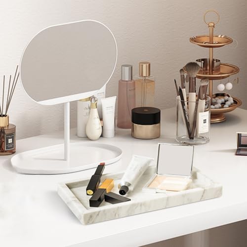 WORHE Natural Marble Vanity Tray for Jewelry and Makeup