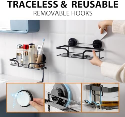 LEVERLOC 2 Pack Shower Caddy Suction Cup Organizer