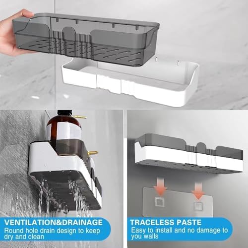 2-Pack Shower Caddy with Soap Dish and Hooks