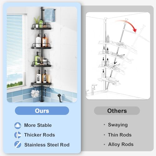 HAMITOR Corner Shower Caddy 4 Tier Shampoo Organizer