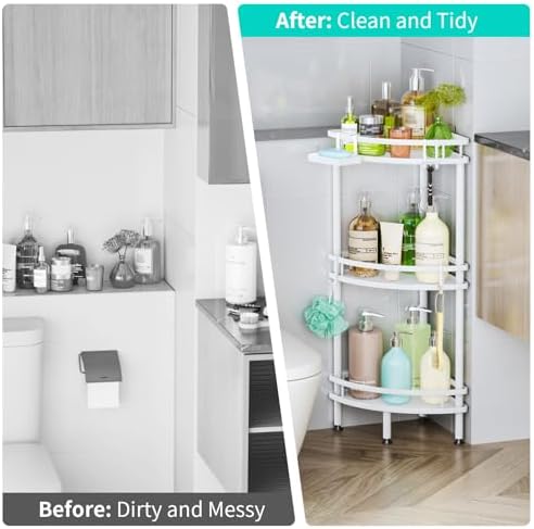 HapiRm 3 Tier Corner Shower Organizer with 4 Hooks and Soap Holder