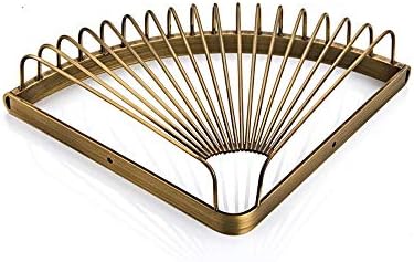 Brass Shower Caddy Basket with Hooks and Storage Shelves