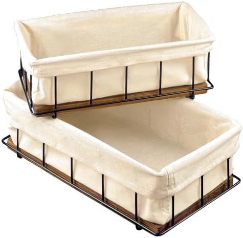 BAOBAB WORKSHOP Set of 2 Wooden Bathroom Baskets Organizer Storage