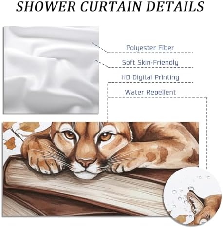 DESIHOM Fall Cougar Pumpkins Shower Curtain Set 62 Inch