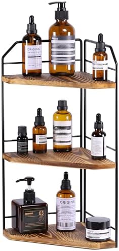 Corner Bathroom Counter Organizer 3 Tier Wood Vanity Shelf