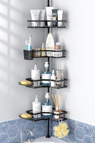 Corner Shower Caddy Tension Pole 4 Tier Adjustable Rustproof Organizer