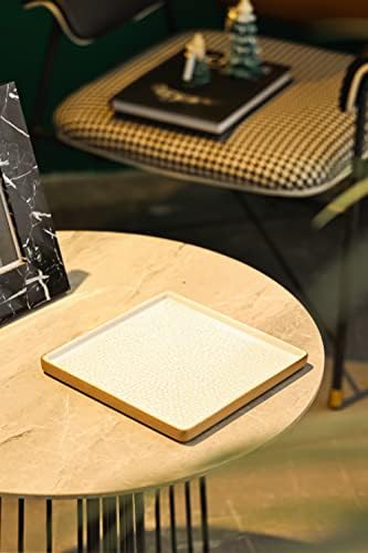 Chic Vanity Tray with Brown Trim 8x8 Inch