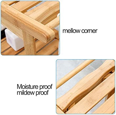 Bamboo Shower Stool with Storage Shelf and Non-Slip Design