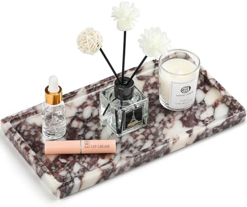 Natural Marble Vanity Tray for Bathroom and Kitchen Decor