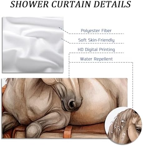DESIHOM Fall Horses Shower Curtain Set 72 Inch 1