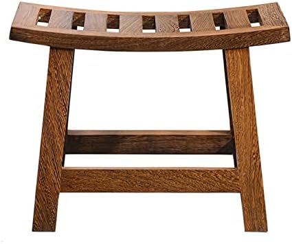 Wooden Shower Bench Storage Shelf with Non-Slip Base