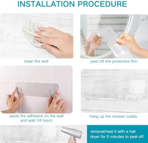 2 PCS Acrylic Wall Mounted Transparent Shelf for Bathroom and Kitchen