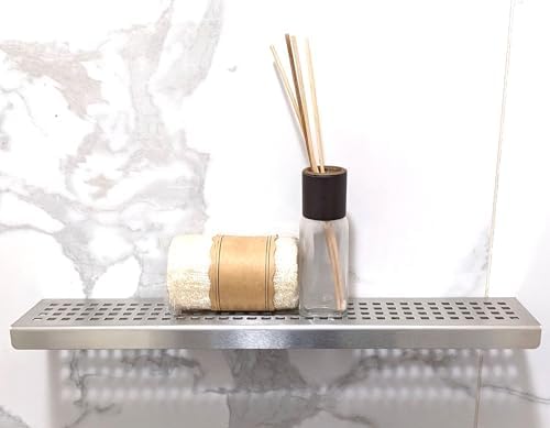 SereneDrains 12 Inch Brushed Nickel Shower Shelf