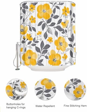 ZFUNCING Shower Curtain with Mesh Organizer and Hooks