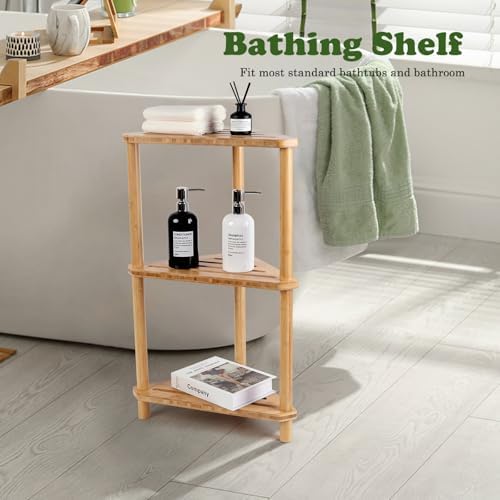 GUGIGIP Bamboo Corner Shower Caddy 3-Tier