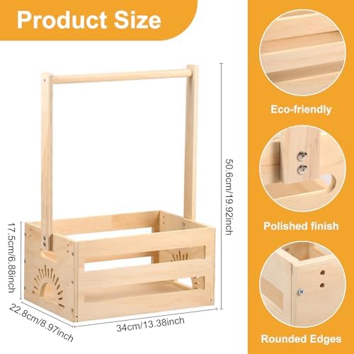 Wood Baby Shower Storage Crate with Handle