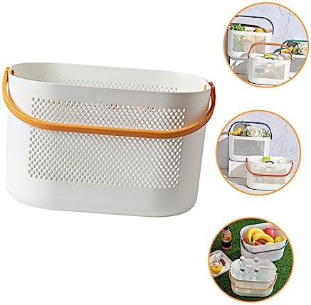 Cabilock Plastic Shower Storage Basket with Handles for Bathroom Organization