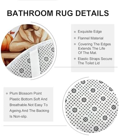 DESIHOM 4PCS Fall Dog Shower Curtain Set with Non-Slip Rug and Hooks