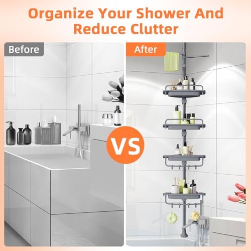 XLHOMO 32-122 Inch Corner Shower Caddy with 4 Tier