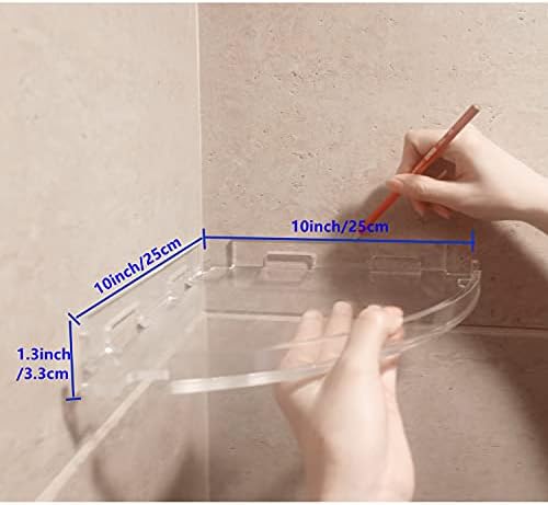 JiePai Acrylic Shower Caddy Shelf with Hooks 2 Pack