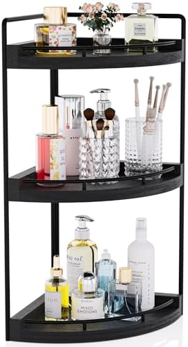 CeleVista Corner Organizer 3 Tier Wood Storage Shelf Black